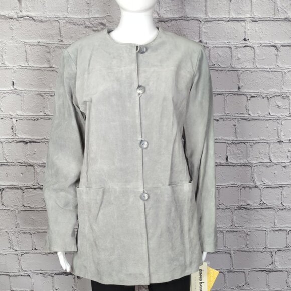 Dennis Basso Grey Suede Jacket with Matching Scarf, Women's Small NWT - Picture 2 of 12